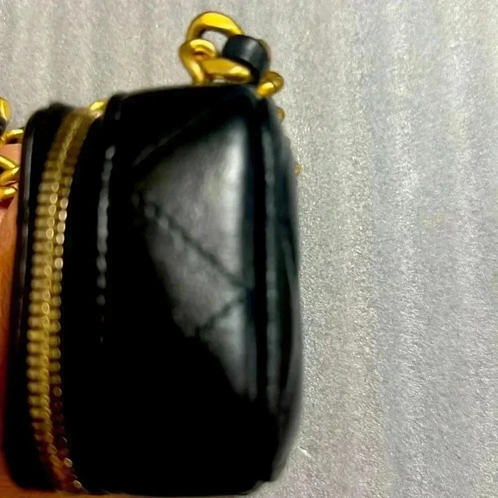 Chanel Black Quilted Mini Lacquered Chain Clutch in lambskin leather